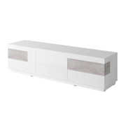 Meuble TV 6 tiroirs 206 cm Andrea Blanc et Béton