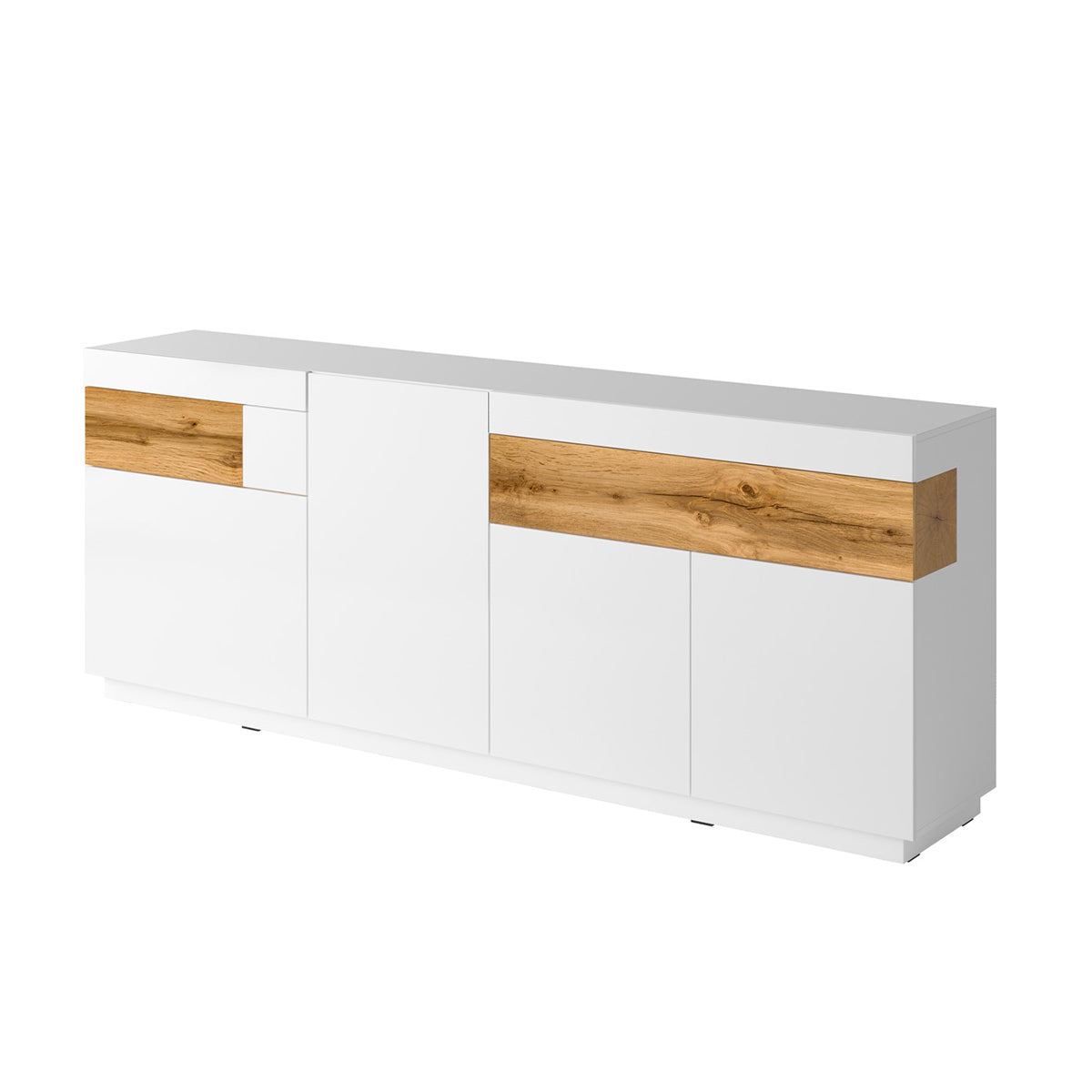Buffet 4 portes 2 tiroirs Andrea Blanc et Bois