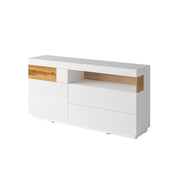 Buffet 1 porte 3 tiroirs Andrea Blanc et Bois