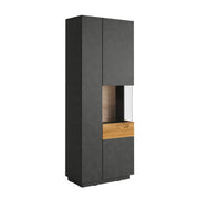 Vitrine 2 portes ouverture gauche Andrea Gris anthracite et Bois