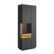 Vitrine 2 portes ouverture droite Andrea Gris anthracite et Bois