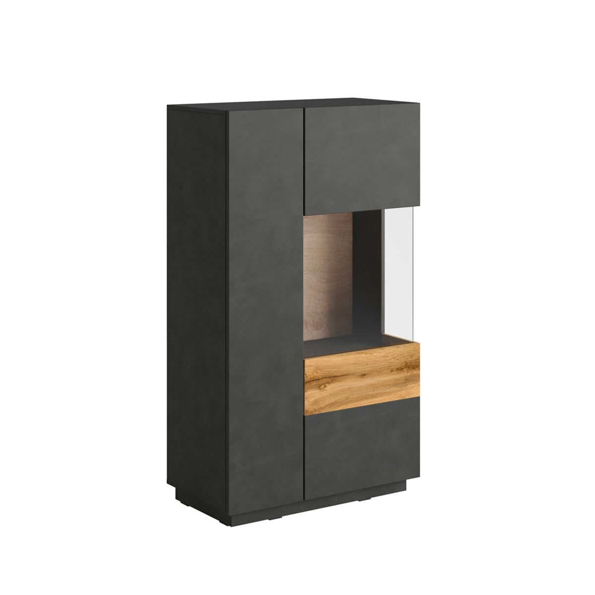Vaisselier 2 portes ouverture gauche Andrea Gris anthracite et Bois
