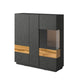 Vaisselier 3 portes Andrea Gris anthracite et Bois