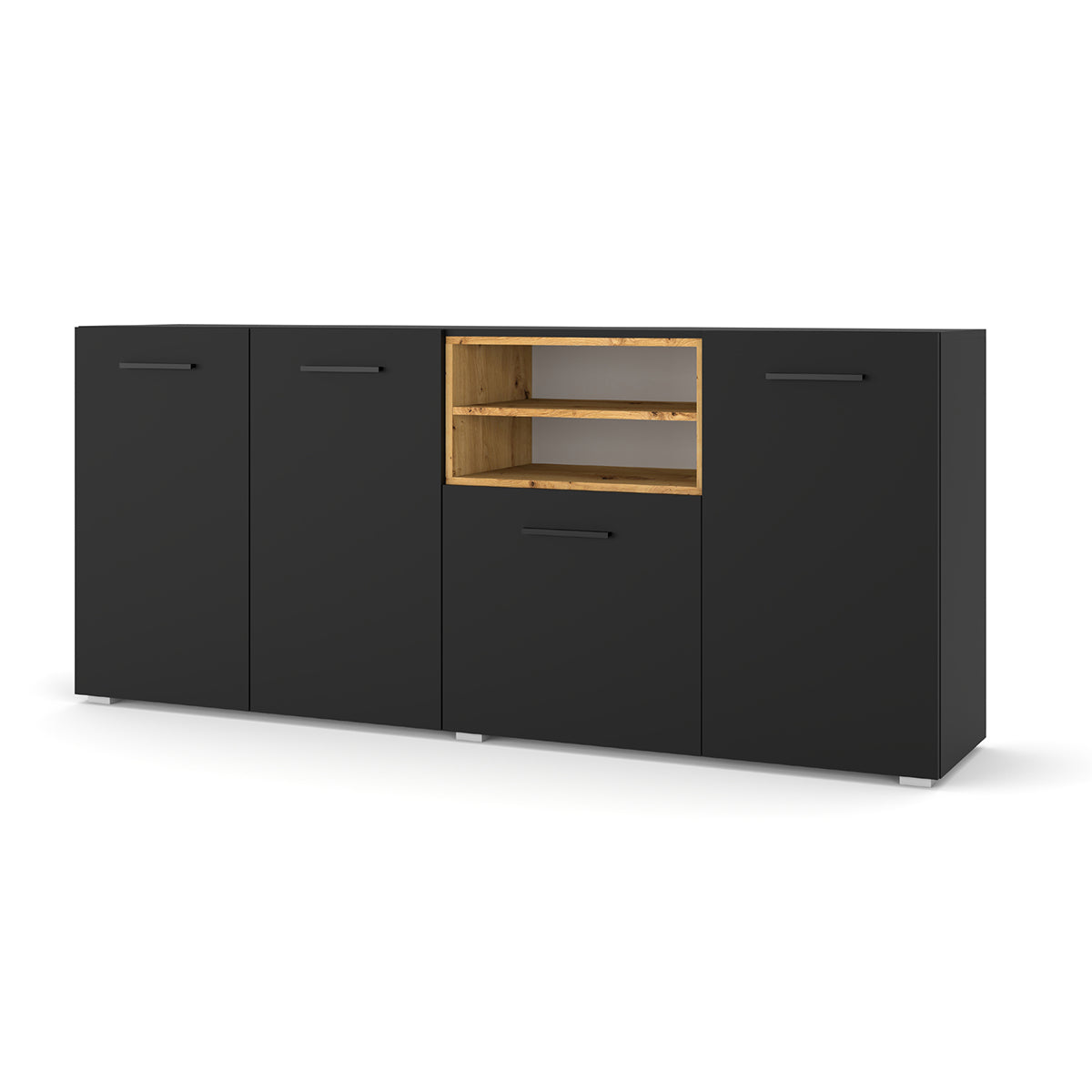 Buffet 4 portes Ania Noir et Bois
