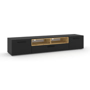 Meuble TV 3 portes 198 cm Ania Noir et Bois