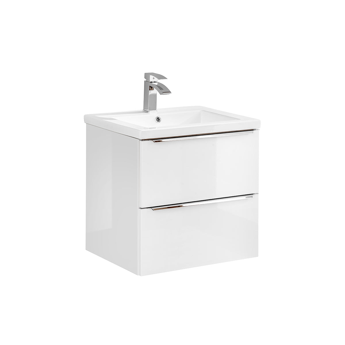 Ensemble meuble simple vasque encastrée 60cm et colonne April Blanc - vue 2