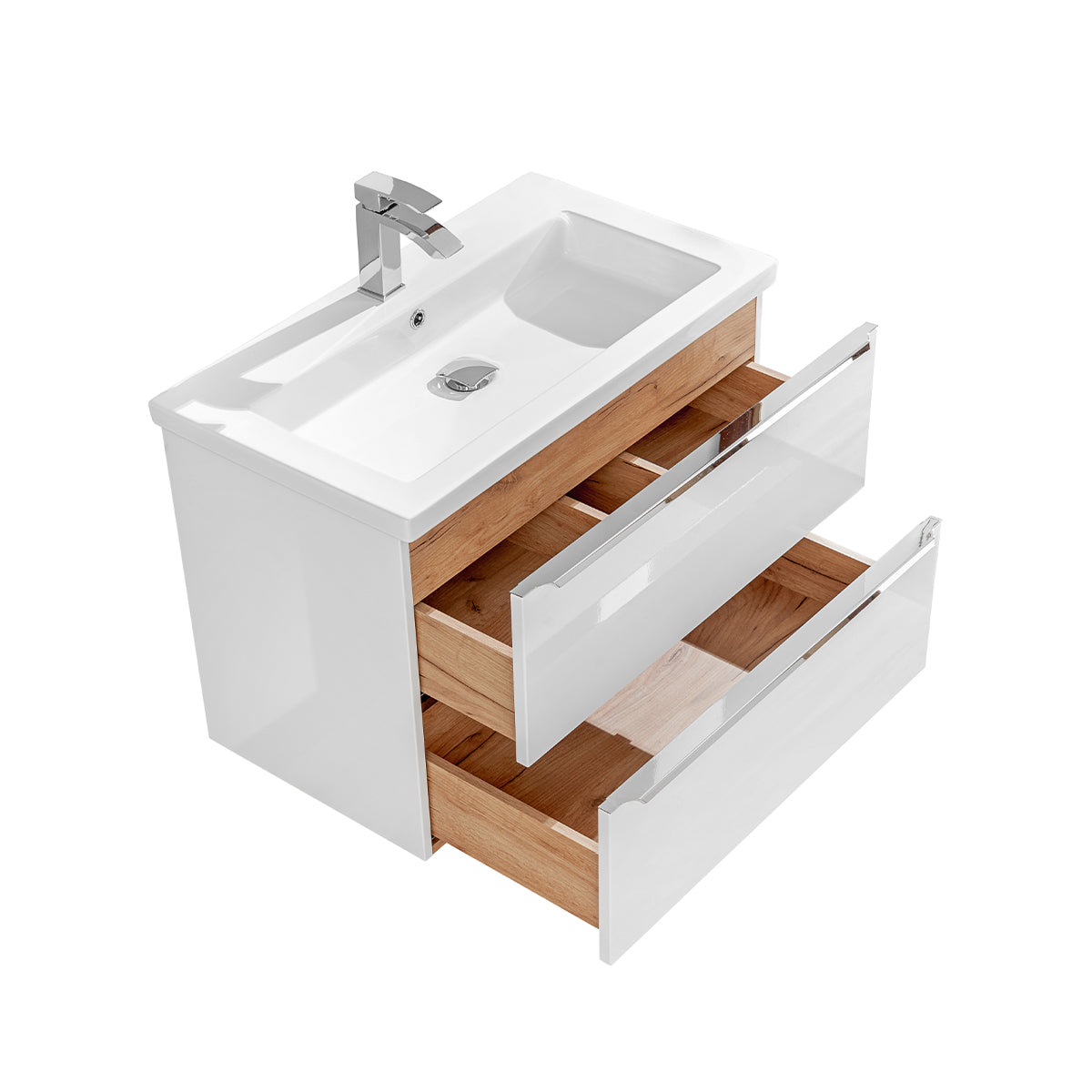 Ensemble meuble simple vasque encastrée 80cm et colonne April Blanc - vue 3