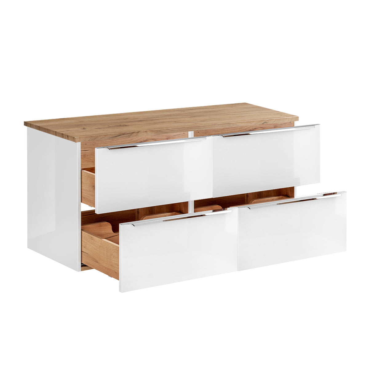 Meuble sous-vasque 120cm plan de toilette April Blanc et Bois - vue 2