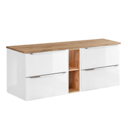 Meuble sous-vasque 140cm 2 niches April Blanc et Bois