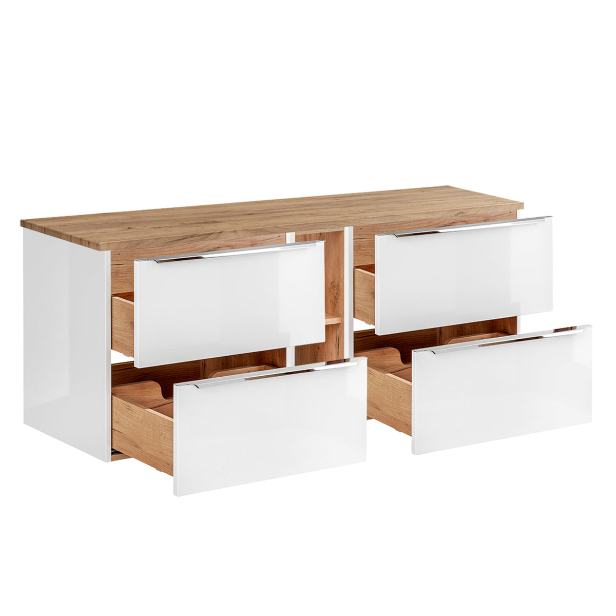 Meuble sous-vasque 140cm 2 niches April Blanc et Bois - vue 2