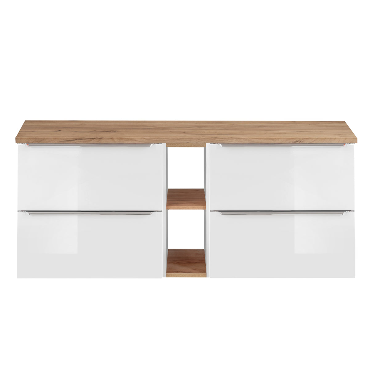 Meuble sous-vasque 140cm 2 niches April Blanc et Bois - vue 3