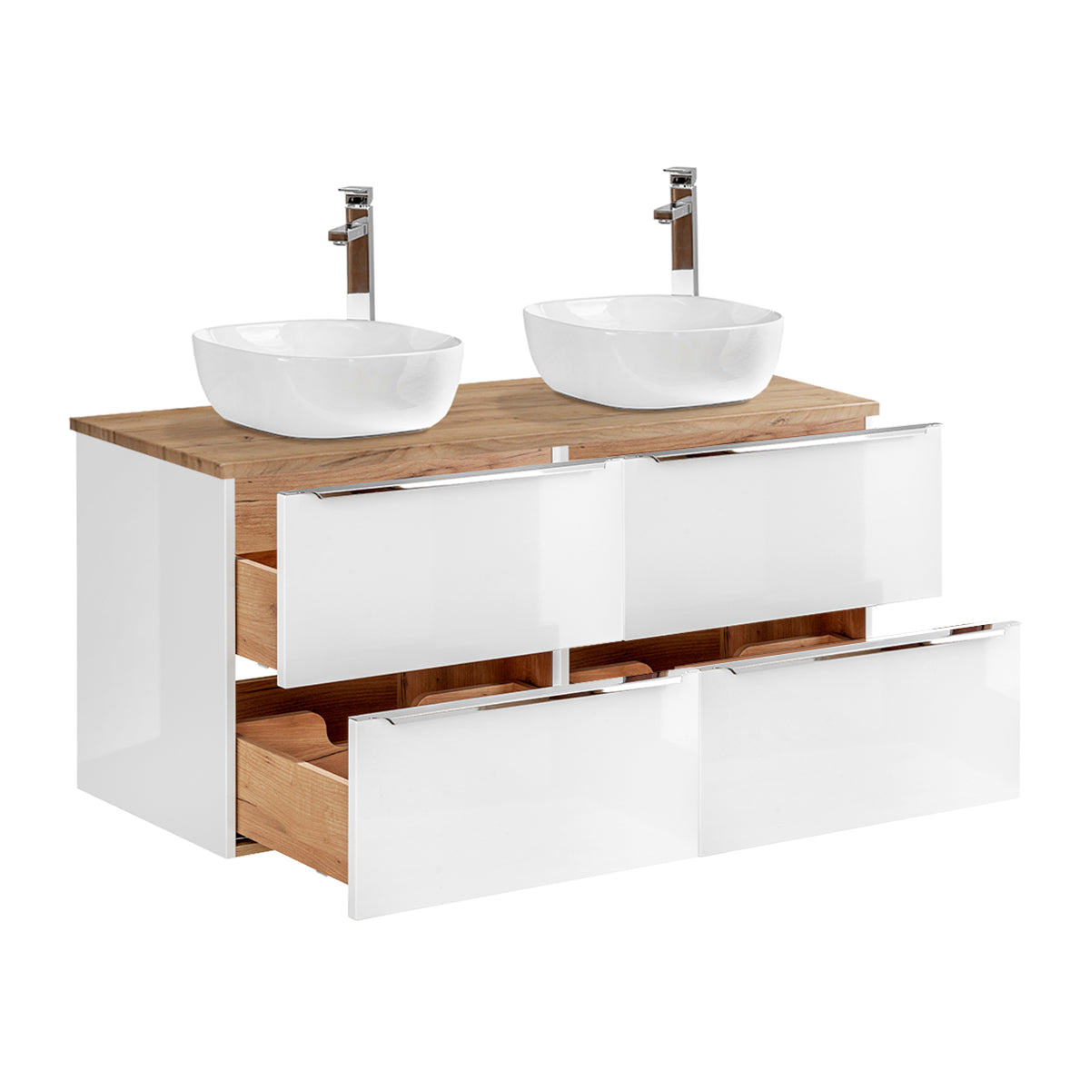 Meuble double vasque 120cm April Blanc et Bois - vue 2