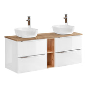 Meuble double vasque 140cm 2 niches April Blanc et Bois