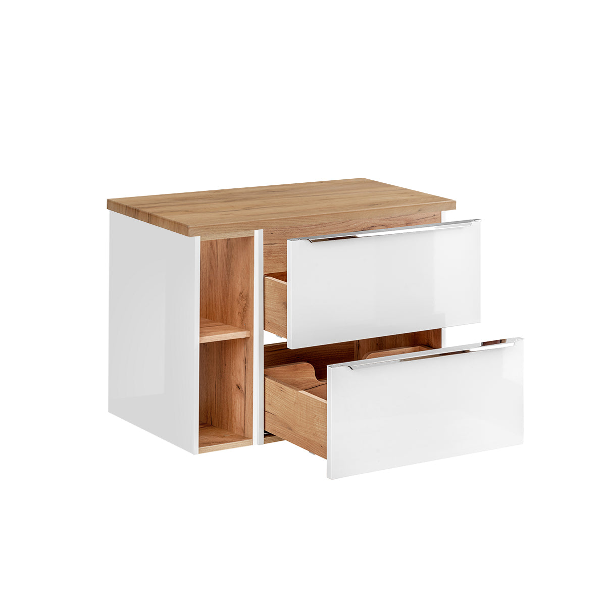 Meuble sous-vasque 80cm 2 niches April Blanc et Bois - vue 2