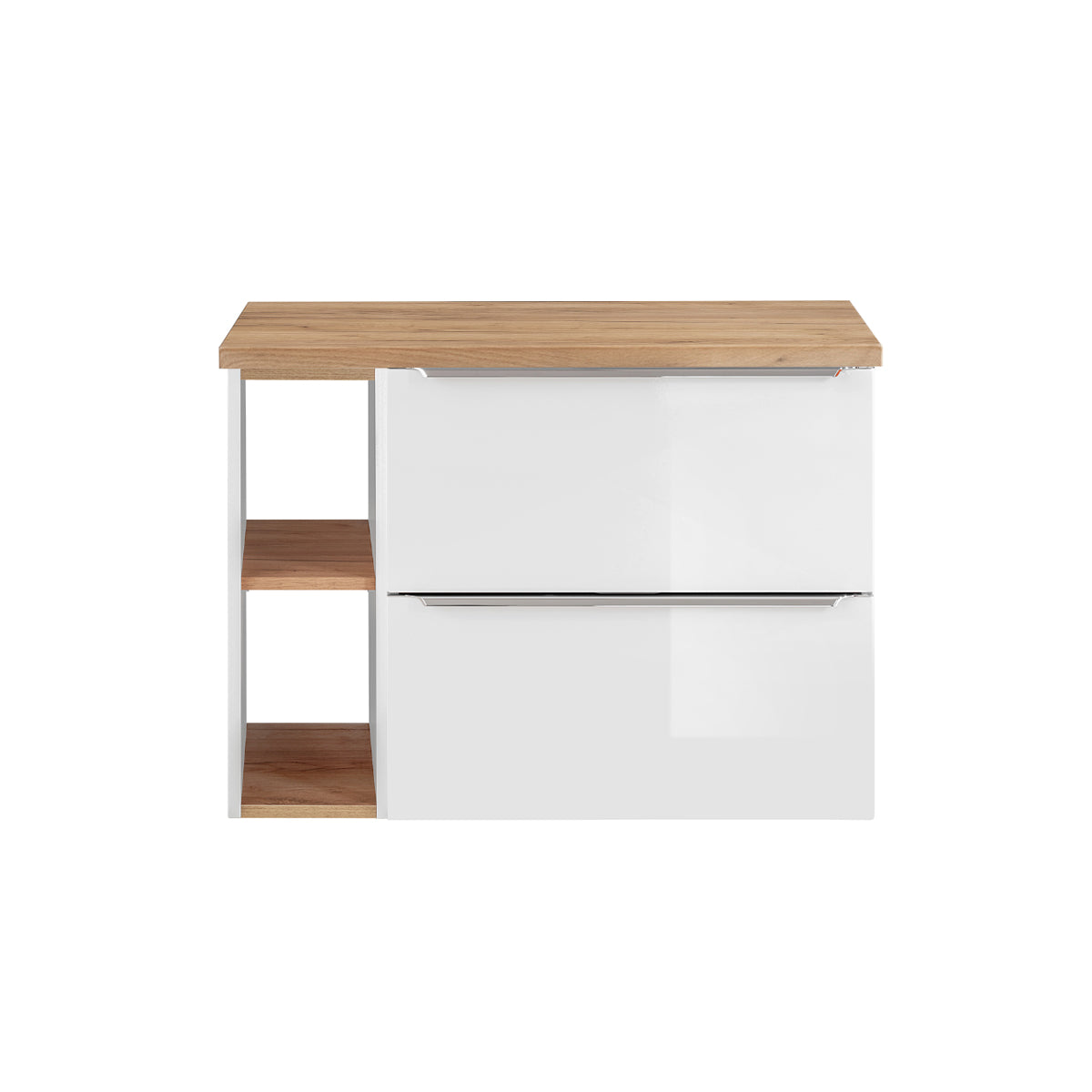 Meuble sous-vasque 80cm 2 niches April Blanc et Bois - vue 3