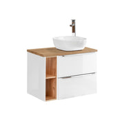 Meuble simple vasque 80cm 2 niches April Blanc et Bois