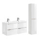 Ensemble meuble double vasque encastrée 120cm et colonne April Blanc