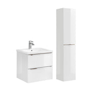 Ensemble meuble simple vasque encastrée 60cm et colonne April Blanc