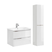 Ensemble meuble simple vasque encastrée 80cm et colonne April Blanc
