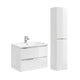Ensemble meuble simple vasque encastrée 80cm et colonne April Blanc