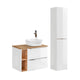 Ensemble meuble simple vasque 80cm 2 niches et colonne April Blanc et Bois