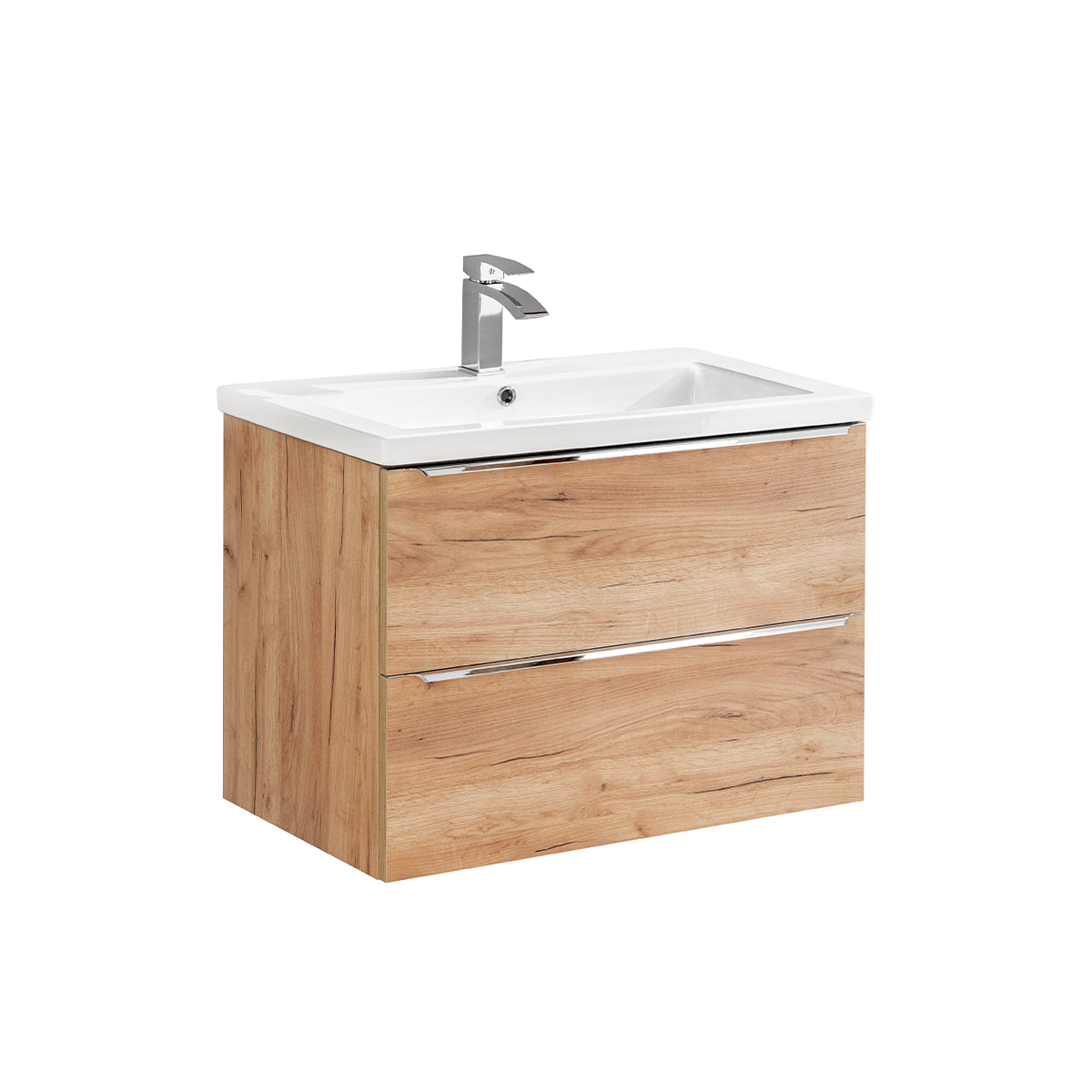 Ensemble meuble simple vasque encastrée 80cm et colonne April Bois - vue 2