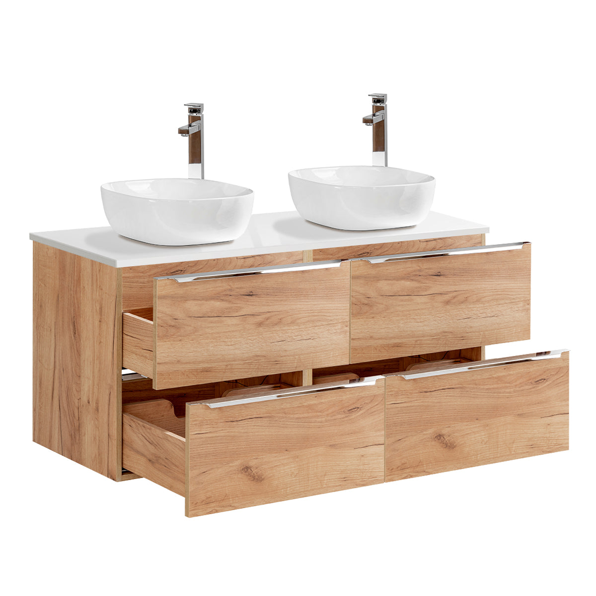 Meuble double vasque 120cm April Bois et Blanc - vue 2