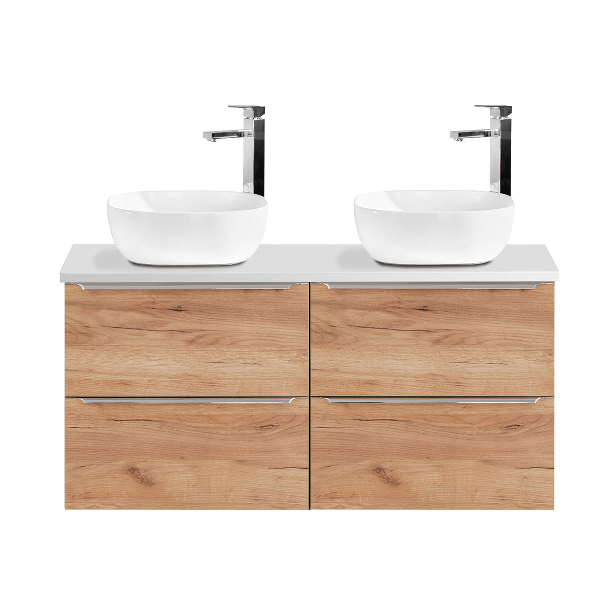 Meuble double vasque 120cm April Bois et Blanc - vue 3