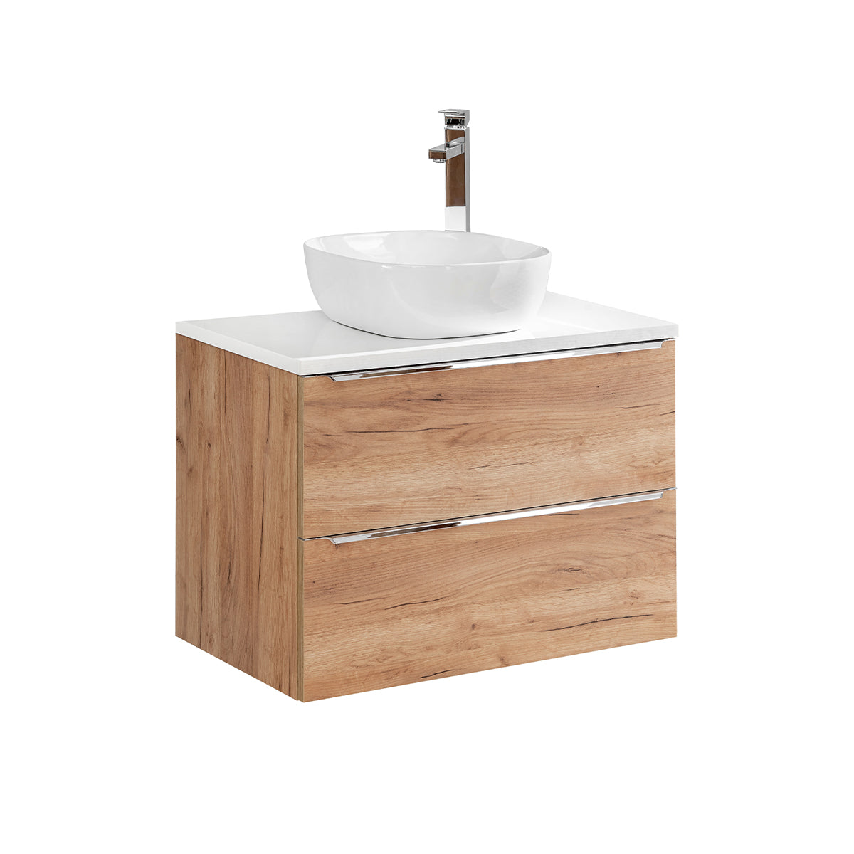 Ensemble meuble simple vasque 80cm et colonne April Bois et Blanc - vue 3