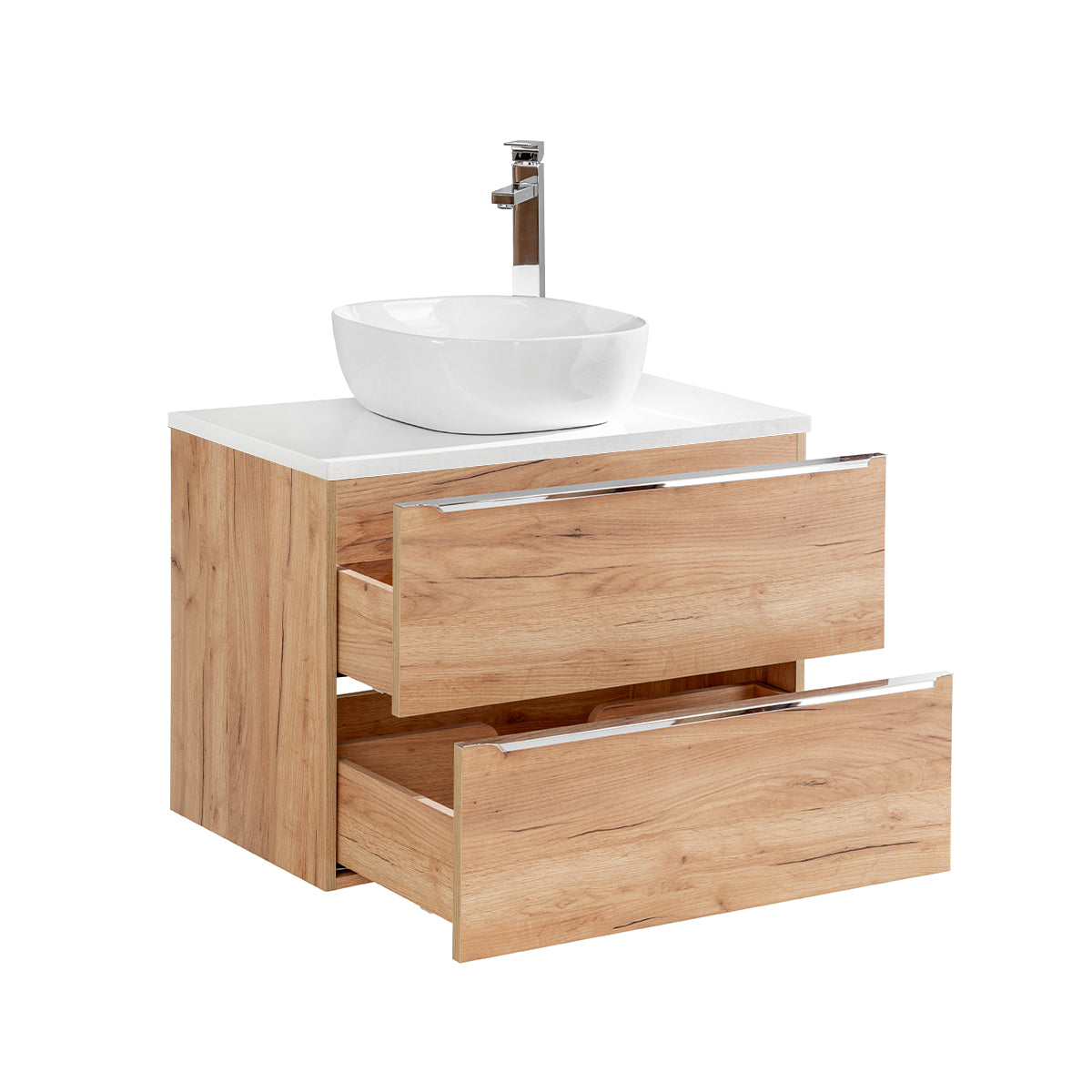 Ensemble meuble simple vasque 80cm et colonne April Bois et Blanc - vue 4
