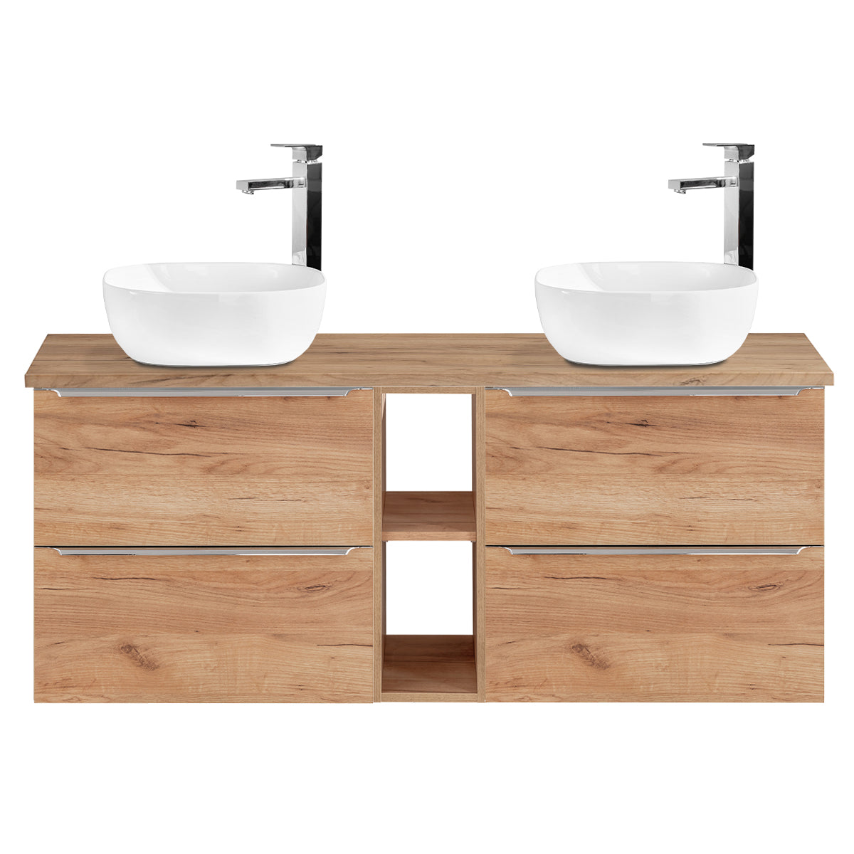 Meuble double vasque 140cm 2 niches April Bois - vue 3