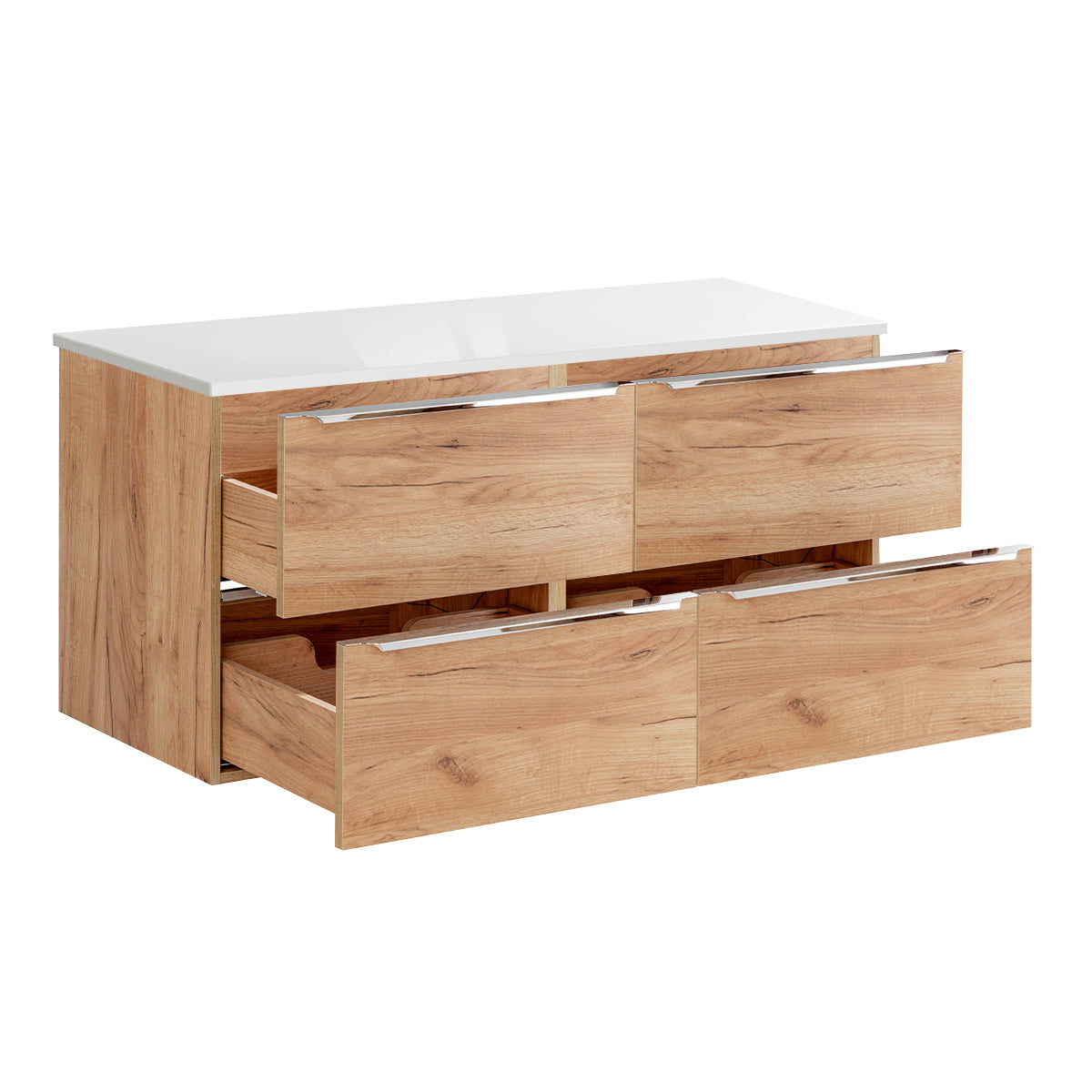 Meuble sous-vasque 120cm plan de toilette April Bois et Blanc - vue 2