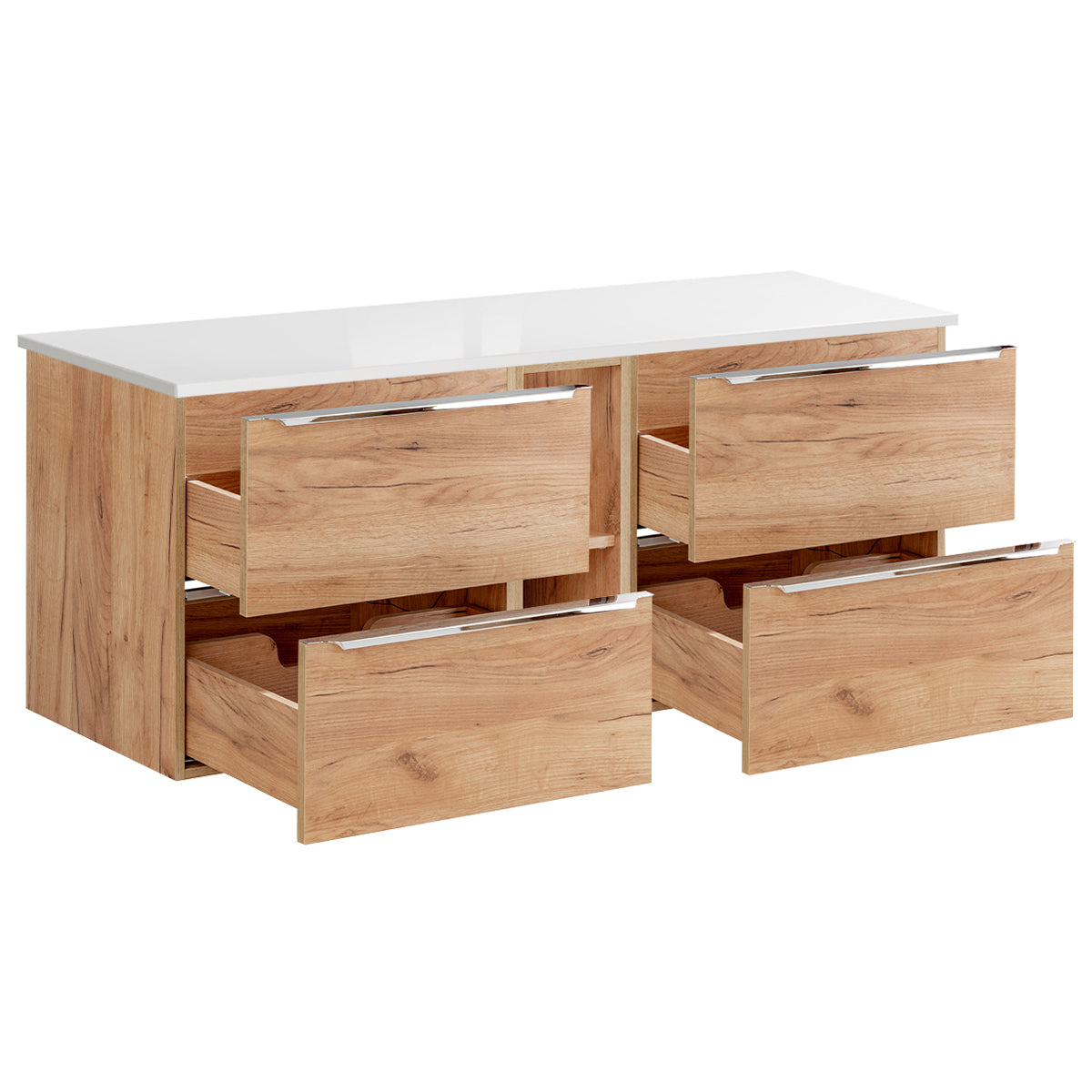 Meuble sous-vasque 140cm 2 niches April Bois et Blanc - vue 2