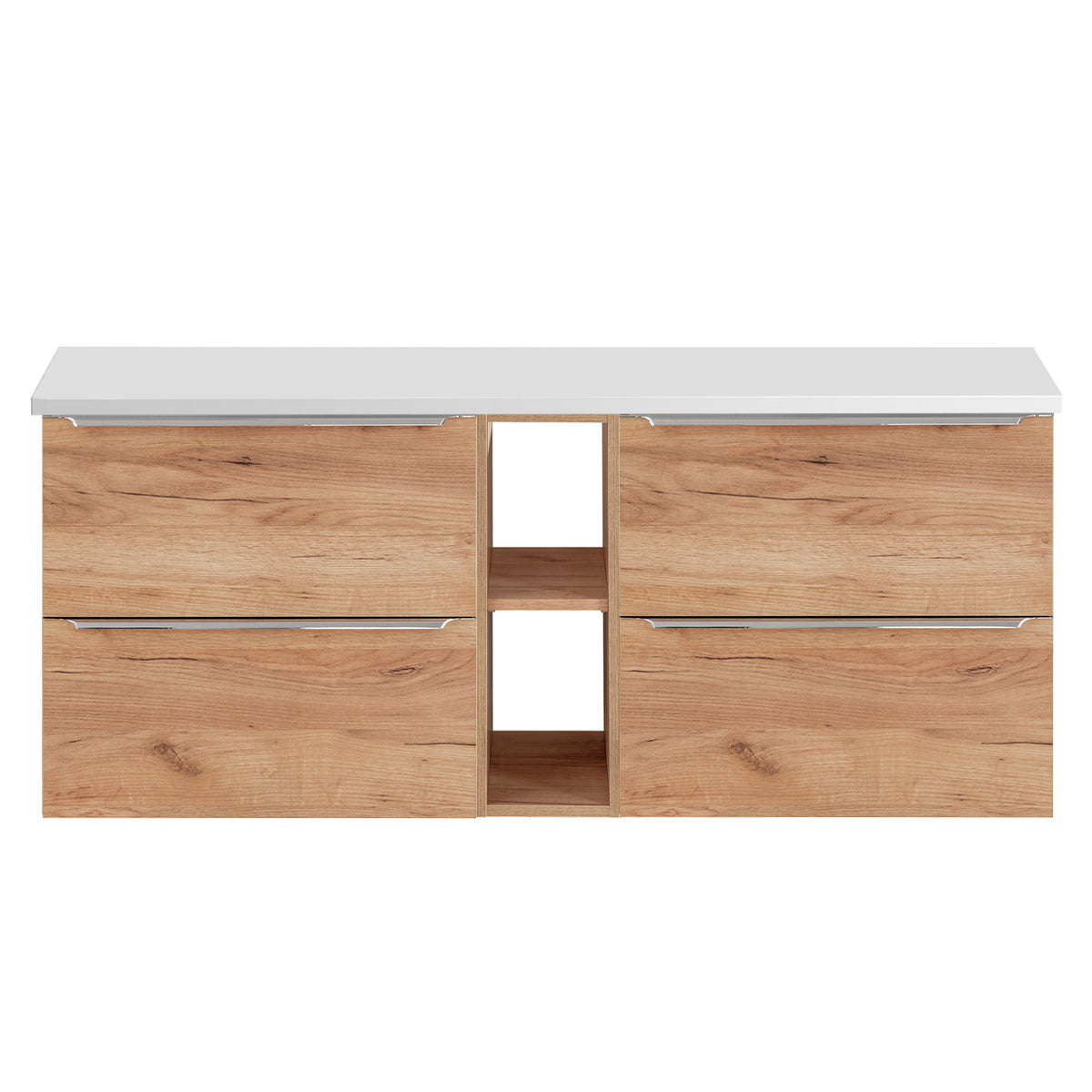 Meuble sous-vasque 140cm 2 niches April Bois et Blanc - vue 3