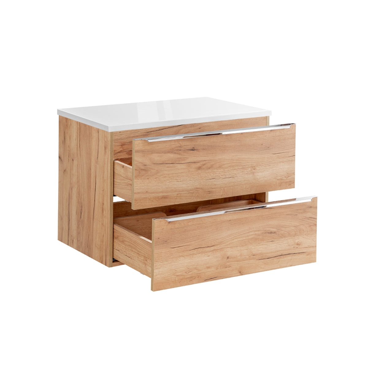 Meuble sous-vasque 80cm plan de toilette April Bois et Blanc - vue 2