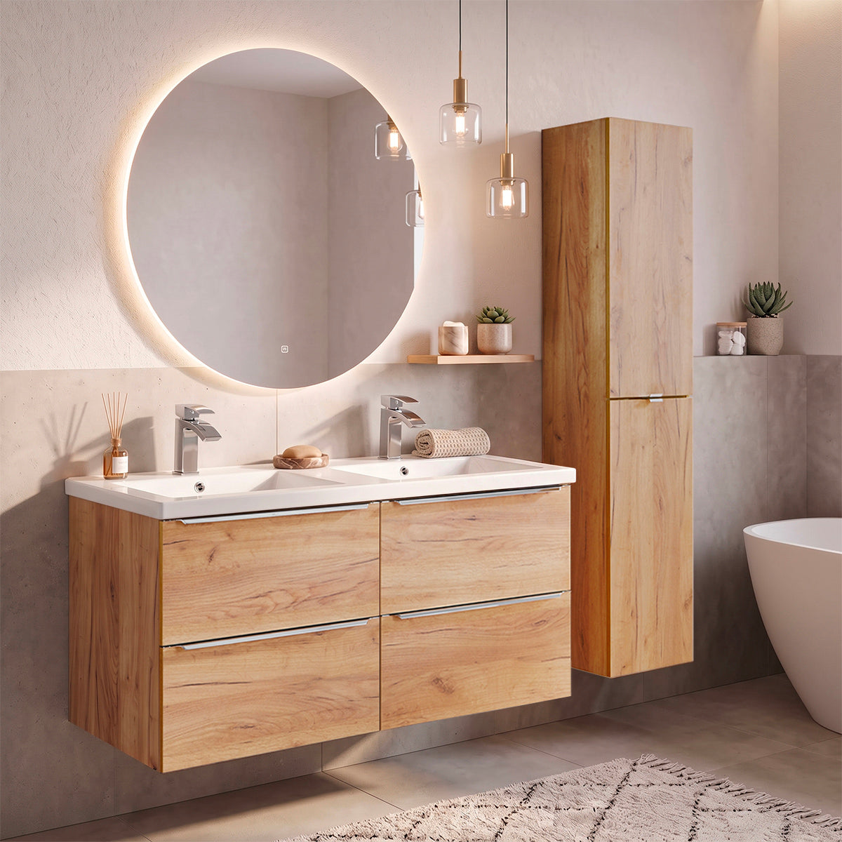 Meuble double vasque encastrée 120cm April Bois