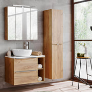 Ensemble meuble simple vasque 80cm 2 niches et colonne April Bois et Blanc
