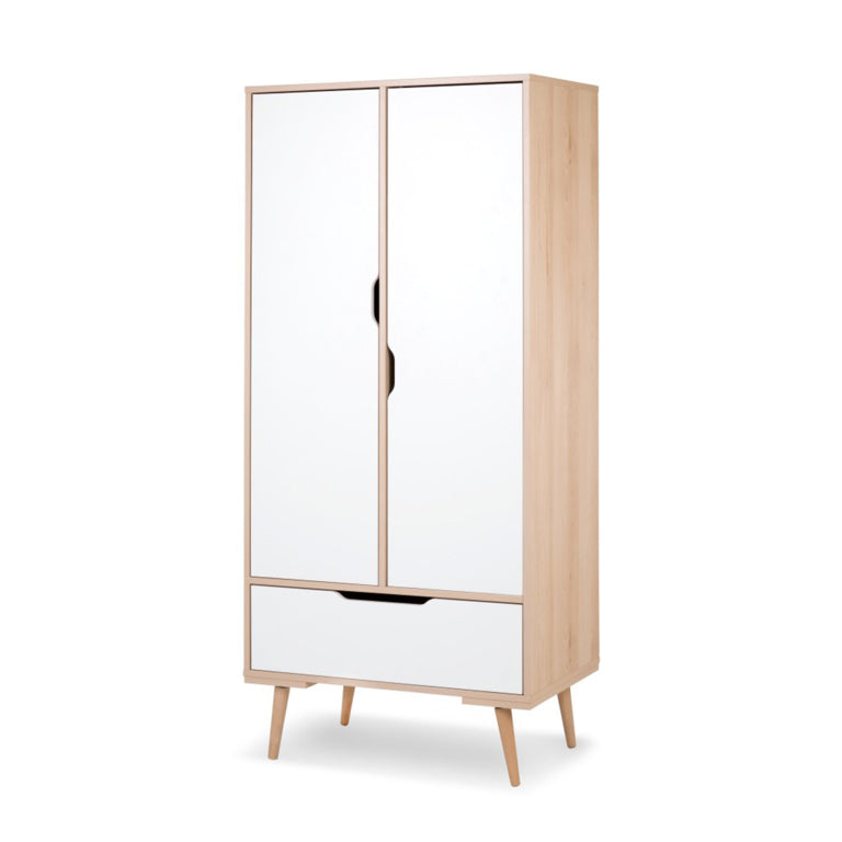 Lit bébé et Armoire LittleSky by Klups Sofie Hêtre et Blanc - vue 3