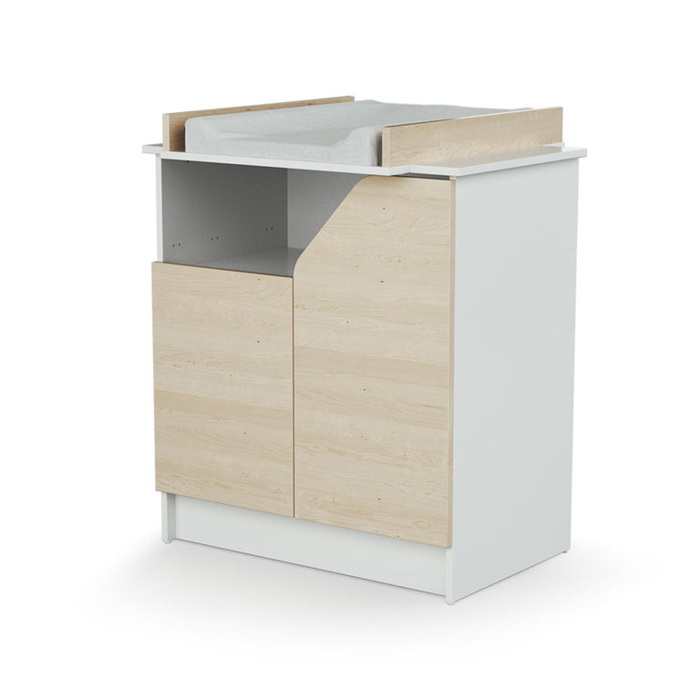 Lit évolutif 60x120 en 90x190 et commode avec plan à langer AT4 Carnaval Blanc et bois - vue 5