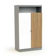Armoire 2 portes 1 niche AT4 Carnaval Gris blanc et bois