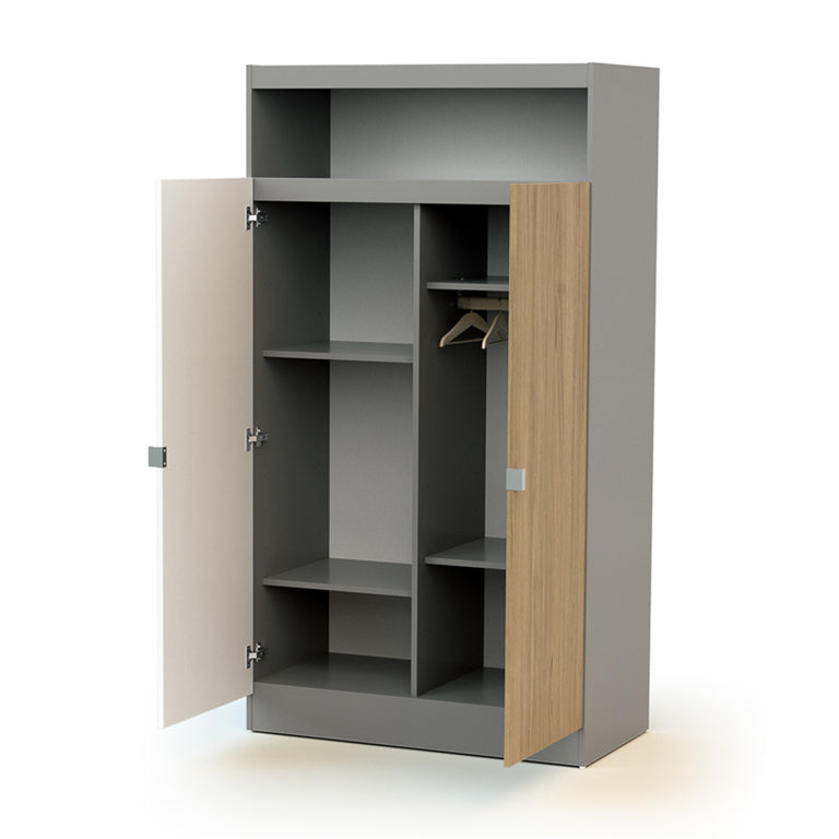 Chambre complète lit bébé 60x120 commode à langer et armoire AT4 Carnaval Gris blanc et bois - vue 10