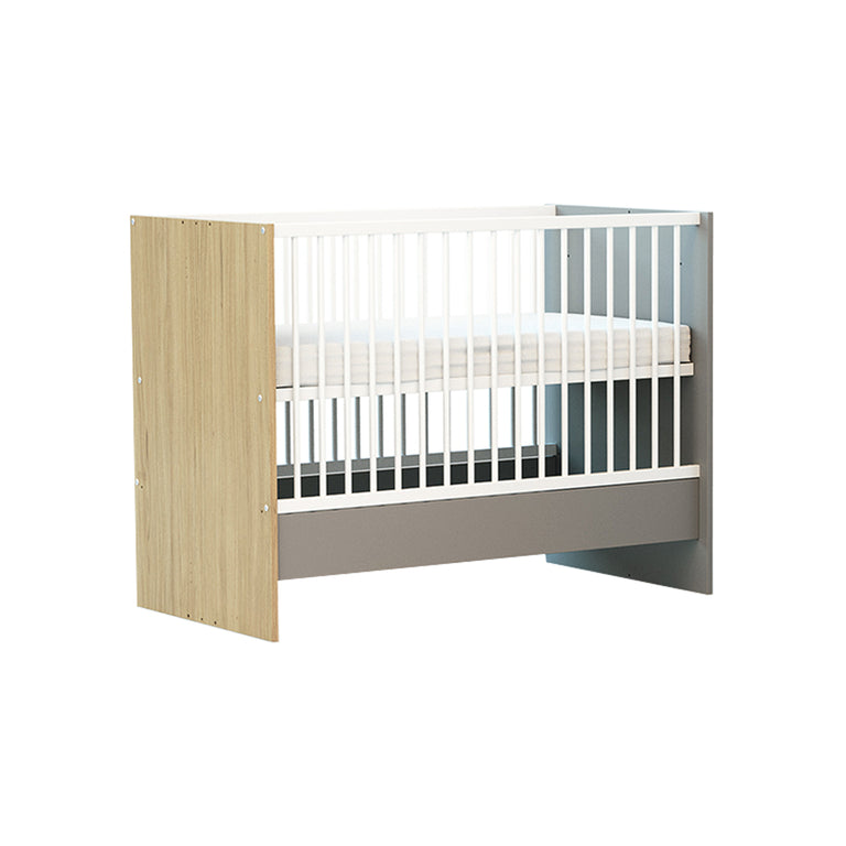 Lit évolutif 60x120 en 90x190 et commode à langer AT4 Carnaval Gris blanc et bois - vue 3