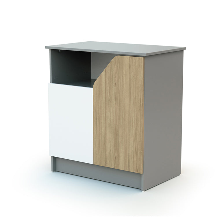 Commode 2 portes avec plan à langer AT4 Carnaval Gris blanc et bois - vue 3