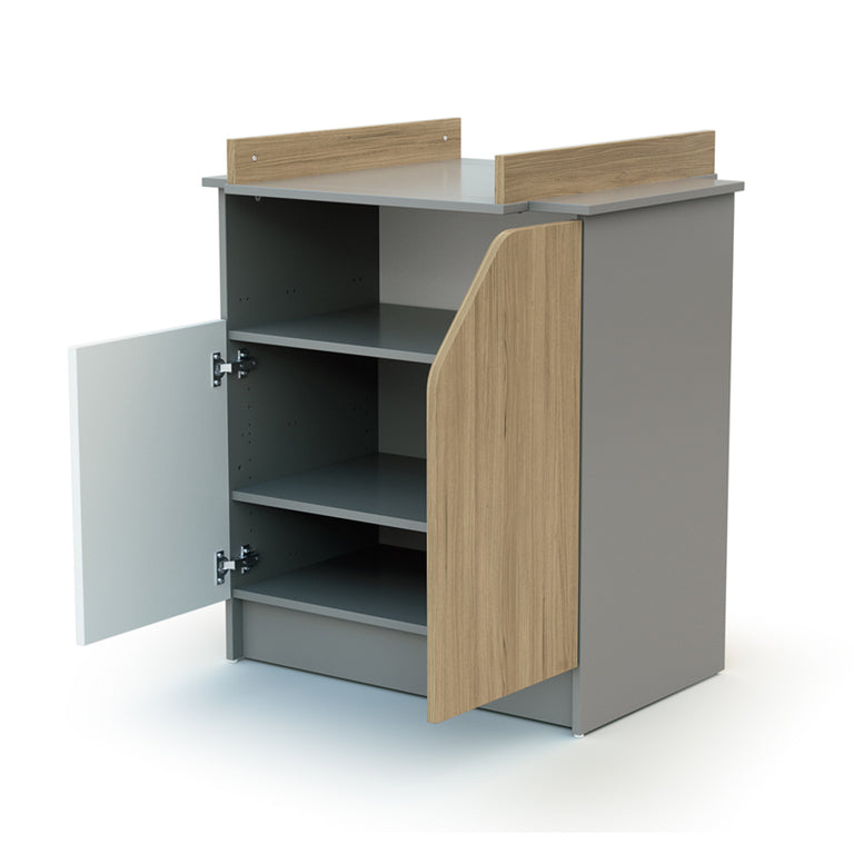 Commode 2 portes avec plan à langer AT4 Carnaval Gris blanc et bois - vue 2