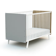 Lit bébé 60x120 AT4 Carnaval Gris blanc et bois