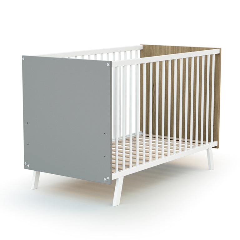 Chambre complète lit bébé 60x120 commode à langer et armoire AT4 Carnaval Gris blanc et bois - vue 5