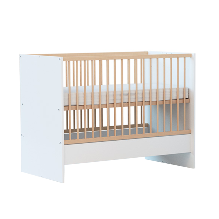 Lit évolutif 60x120 en 90x190 et commode à langer AT4 Carrousel Blanc et hêtre - vue 3