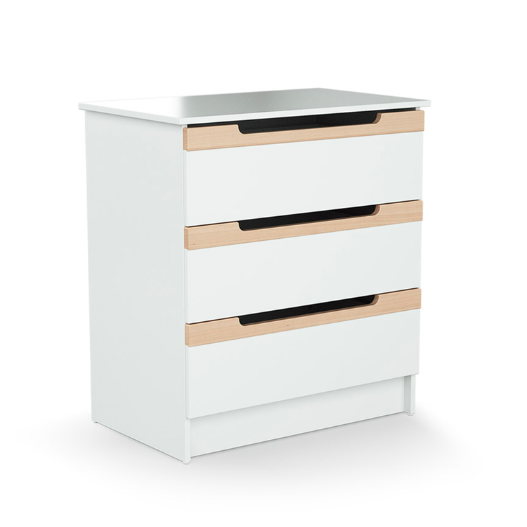 Commode 3 tiroirs avec plan à langer AT4 Carrousel Blanc et hêtre - vue 3