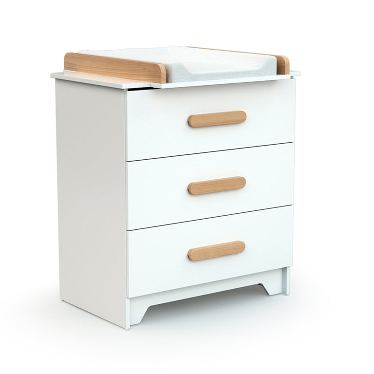 Chambre complète lit bébé 60x120 commode à langer et armoire AT4 Gavroche Blanc et hêtre - vue 6
