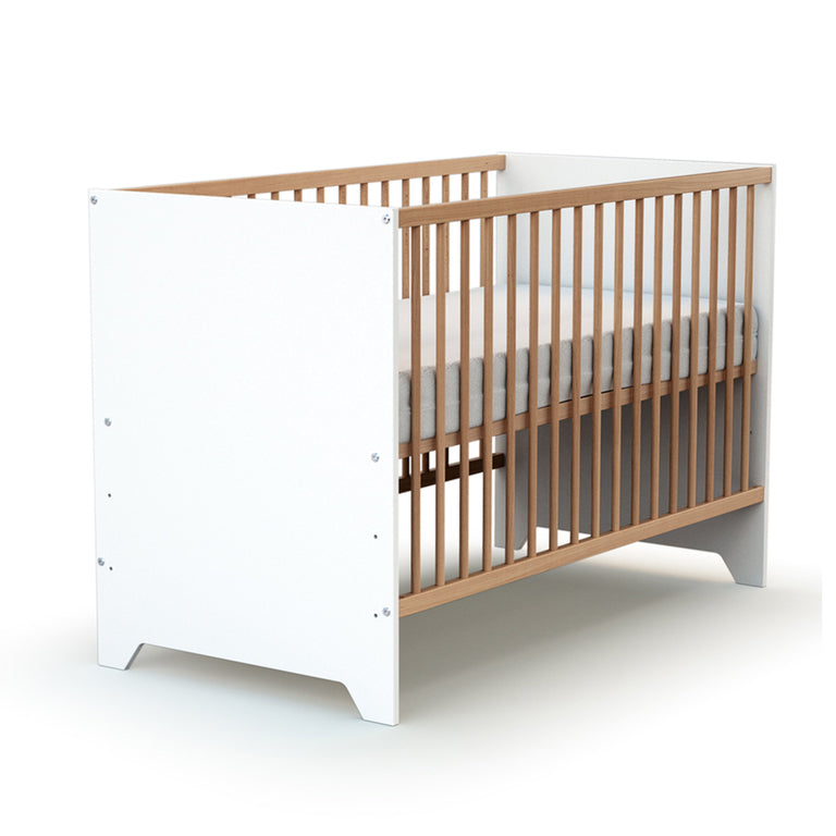 Lit bébé 60x120 AT4 Gavroche Blanc et hêtre - vue 3